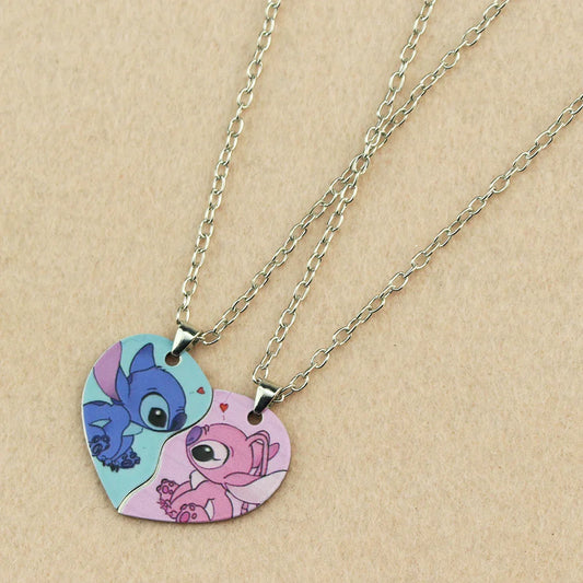 1 Pair Lilo & Stitch Pendant Necklaces – Kawaii Stainless Steel Couple Neck Chains