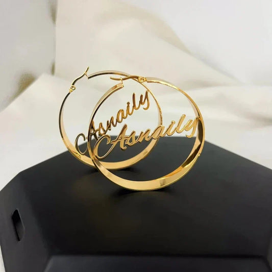 Personalized Welded Name Earrings – Custom Stainless Steel Jewelry Gift for Women