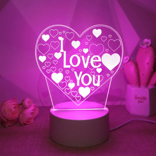 Pink Romantic Confession “I LOVE YOU” 3D Night Light