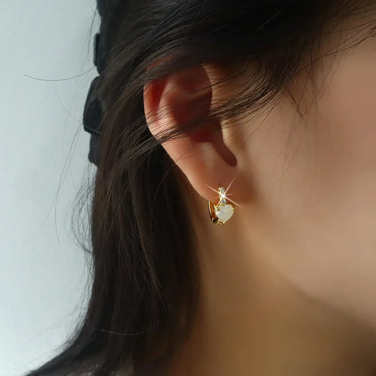1pc Love Heart Ear Buckle – 2000s Aesthetic Y2K Opal & Zircon Hoop Earring