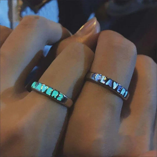 Fashion Blue Love Heart Luminous Ring