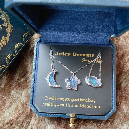 2023 Cute Star & Moon Sugar Necklace – Color-Changing Cloud Collarbone Chain for Women