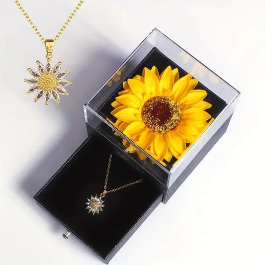 Sunflower Necklace with Gift Box