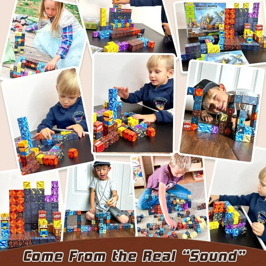200P Upgraded Magnetic Building Blocks – World Cube Magnets DIY Montessori Sensory Toy