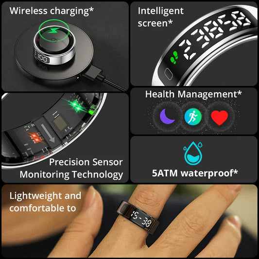 2025 COLMI R12 Smart Ring – Touchscreen Display, Wireless Charging & Health Monitoring