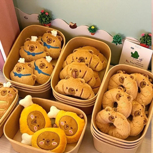 1–10PCS Gourmet Capybara Plush Pendant – Cute Cartoon Doll for Bags, Decor & Gifts