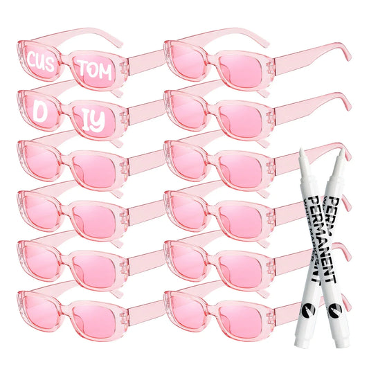 12–100 PCS Custom Wedding Sunglasses – Retro Square DIY Glasses with Pens for Parties & Events (GRAD 2025)